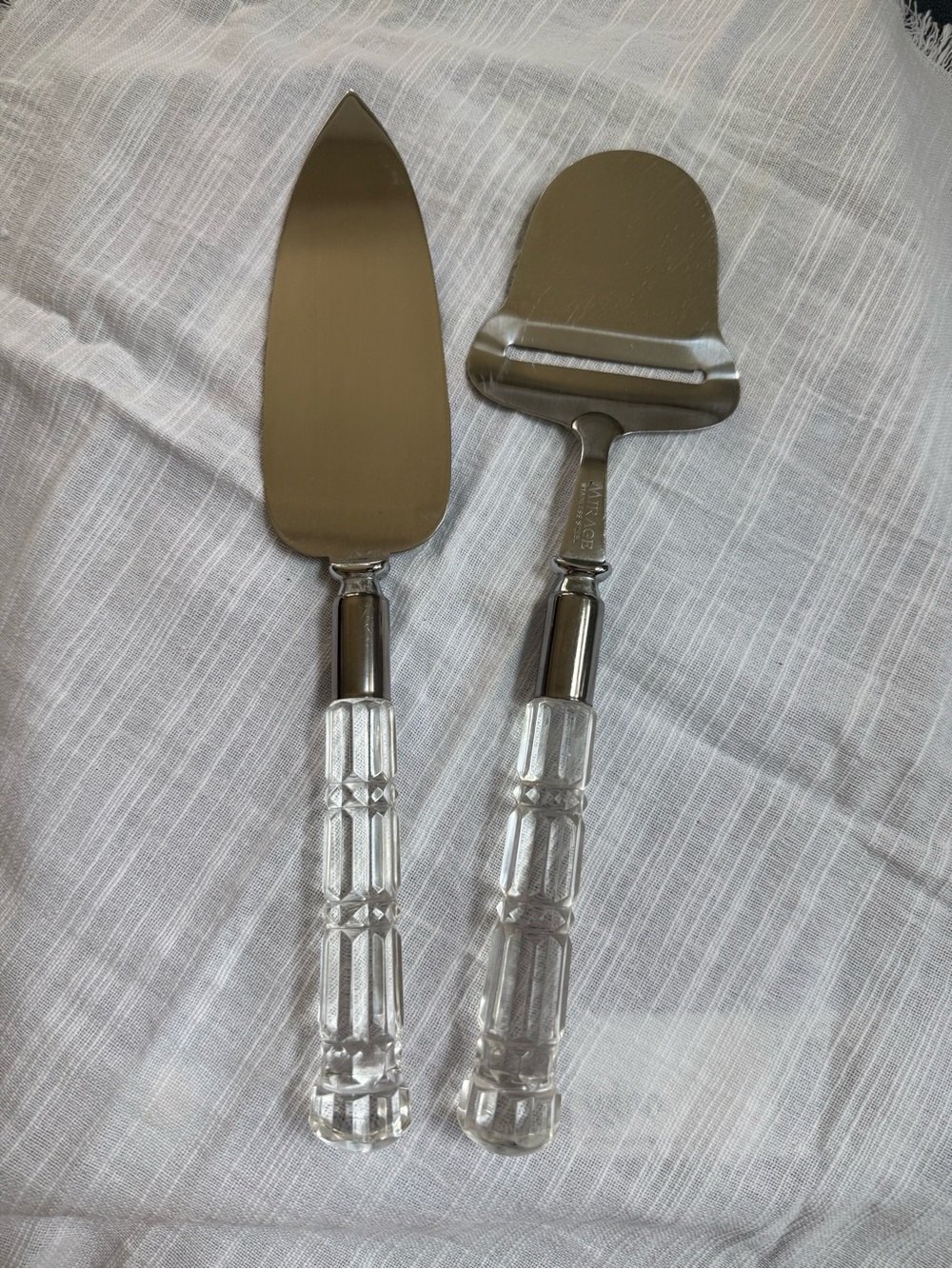 Crystal Clear Acrylic Handle Pie Server and Cake Server Cheese Slicer Set Mirage